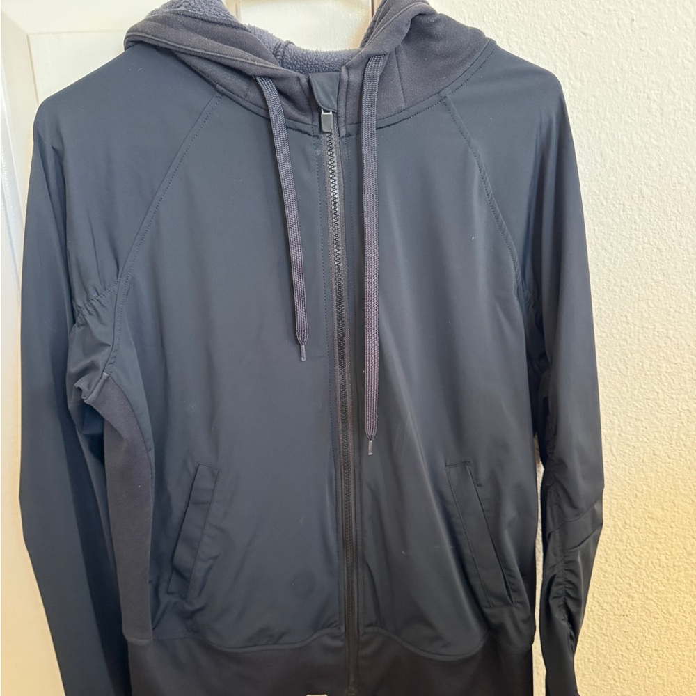 Fabletics Charcoal Hooded Windbreaker